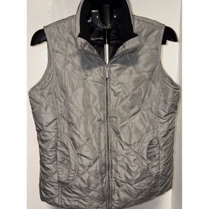 Jane Ashley Women's Quilted Vest Size Large Gray Metallic NEW NWOT